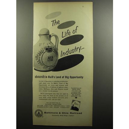 1956 Baltimore & Ohio Railroad Ad - The life of industry abounds in B&O's land