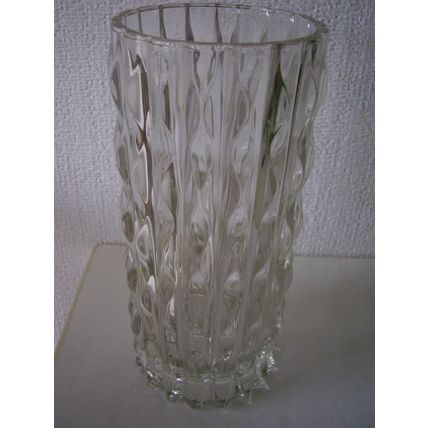 Vintage Fidenza Vetraria Column Vase 1960s Stampi Francolini Italy Vertical Wave