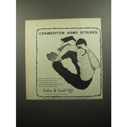 1957 Galey & Lord Fashion Advertisement - Cramerton Army Stripes