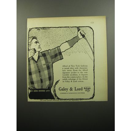 1957 Galey & Lord Alfred of New York Shirt Advertisement