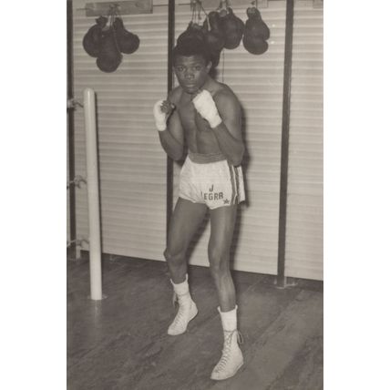 Jose Legra Cuban Boxer Boxing Training Shorts In Gym Spanish Photo