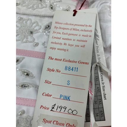 Milano formals Pink and Ivory Prom Dress size S