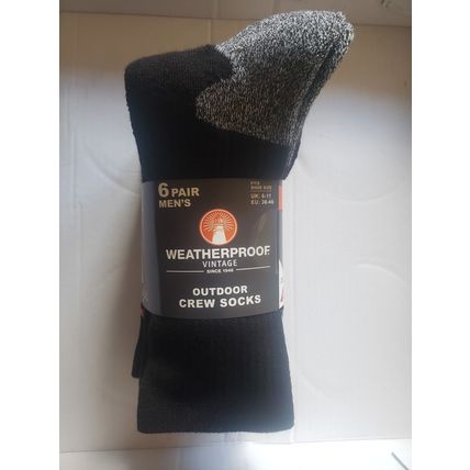 Weatherproof Men's Outdoor Wool Blend Crew Socks 6 Pack Size UK 6-11