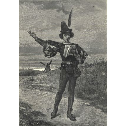 STUDYING HIS PART 1872 Marie François Firmin-Girard VICTORIAN ENGRAVING