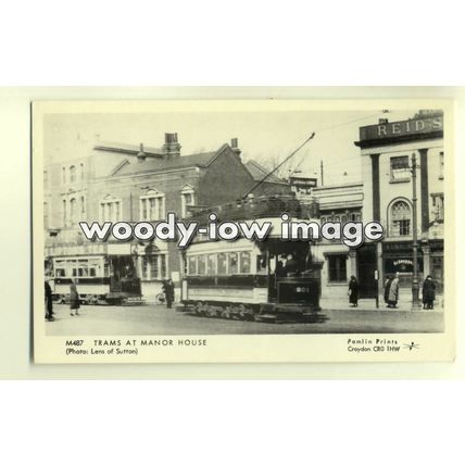 pp1760 - London Tram no 201 at Manor House - Pamlin postcard