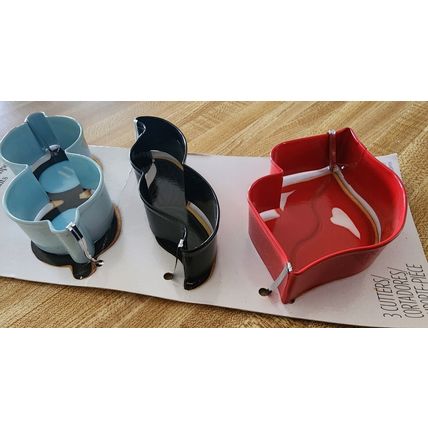 Wilton Cookie Cutter Set 3 Shapes Red Lips Black Mustache & Light Blue Glasses