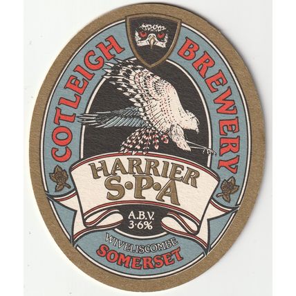 BEER MAT - COTLEIGH BREWERY - HARRIER S.P.A - (Cat No 016) - (1992)