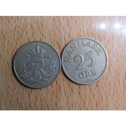 Denmark 1954 25 Ore Coin
