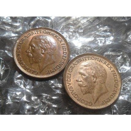 2 x 1928 George V farthing.