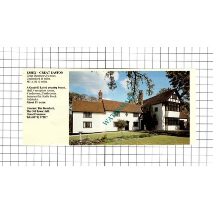 Great Easton Essex House Sale Advert - 1991 Clipping