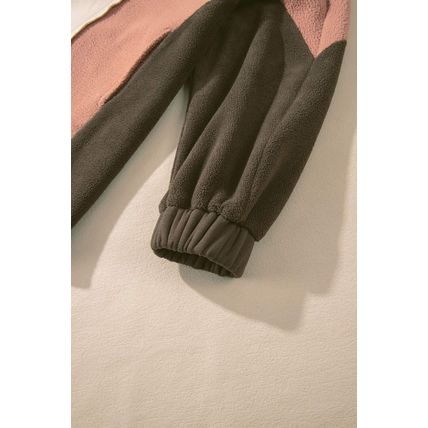 Beige Oversized Color Block Patchwork High Low Hoodie