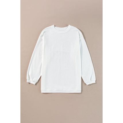 White Ribbed Corduroy Oversized Sweatshirt