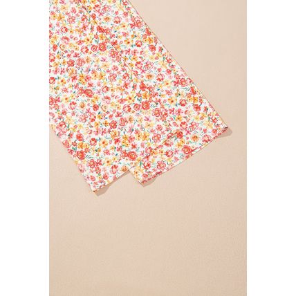 Pink Boho Floral Bandeau Top and High Waist Wide Leg Pants Set