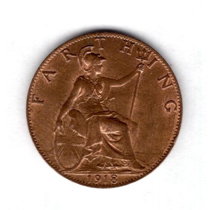 Great Britain. George V. Farthing 1918. dy19071