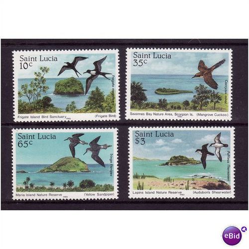 ST LUCIA 1985 BIRDS SG 820/823 SET 4 VALS U/M MINT