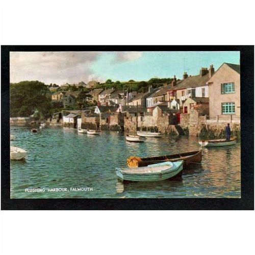 Flushing Harbour, Falmouth Cornwall. Unused Salmon postcard 1 44 05 02