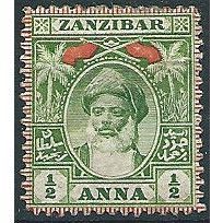 Zanzibar 1899 SG188 1/2a Yellow-Green Mounted Mint ... .