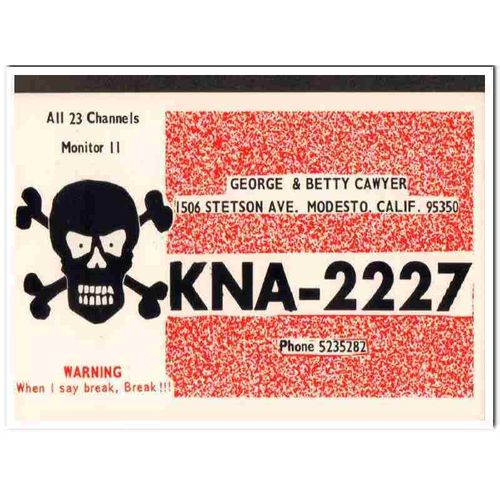 kna-2227 george cawyer modesto calif 1960s cb qsl vintage postcard