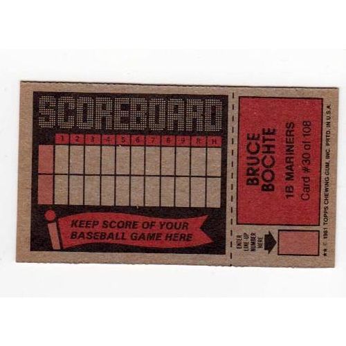 1981 Topps Scratch-Off Bruce Bochte #30 baseball card –Scratchoffs-Mariners