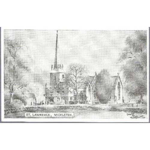 Mickleton, Gloucestershire - St. Lawrence Church - local art postcard c.1970s