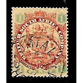 RHODESIA 1897 1d SCARLET and EMERALD SG42 FINE USED