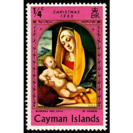 Cayman Islands 1969 Christmas 1/4d MH Stamp. Rose.