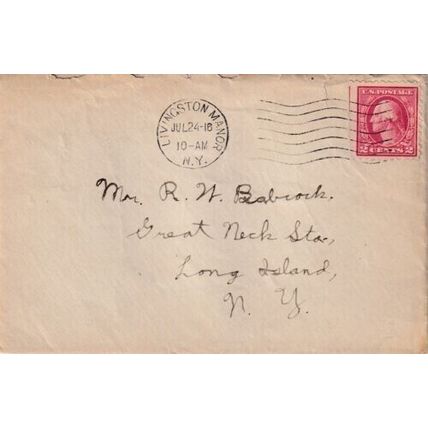 United States 1916 Livingston Manor NY-Long Island NY Cover Livingston cancel