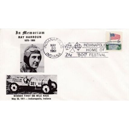 United States 1968 Ray Harroun Indianapolis 500 FDC Indianapolis cancel VGC