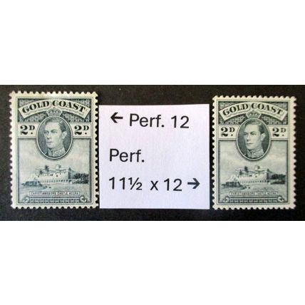 GOLD COAST 1938/1940 SG123/SG123a 2d SLATE 2 PERFS MH
