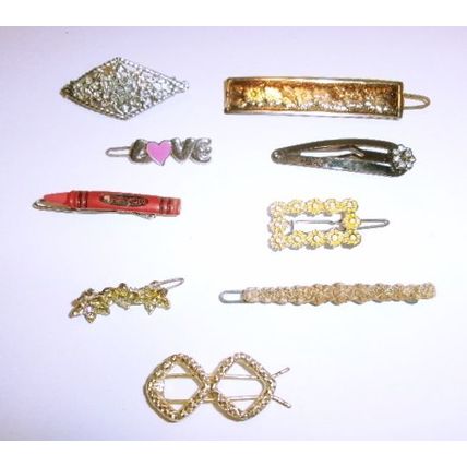 Lot of 9 Vintage Barrettes 7 Metal and 2 Plastic