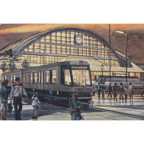 Artist Drawn Manchester Metrolink System Train Postcard (T11720)