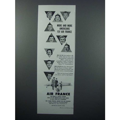 1957 Air France Ad - More and More Americans Fly