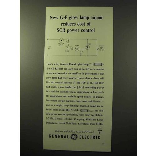 1964 General Electric NE-83 Glow Lamp Ad - Reduces Cost