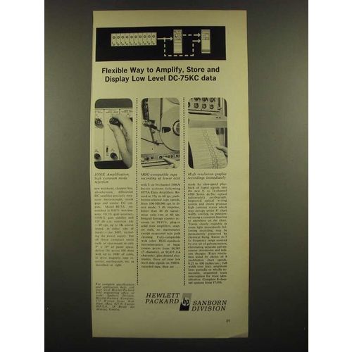 1966 Hewlett-Packard Sanborn Ad - 8875A Amplifier, 3900A Tape Recorders