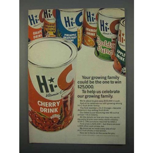 1966 Hi-C Drink Ad - Your Growing Family Could Win