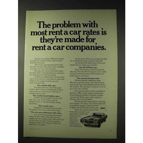 1972 Hertz Rent-A-Car Ad - The Problem With Rates