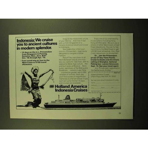 1978 Holland America Indonesia Cruises Ad - Splendor