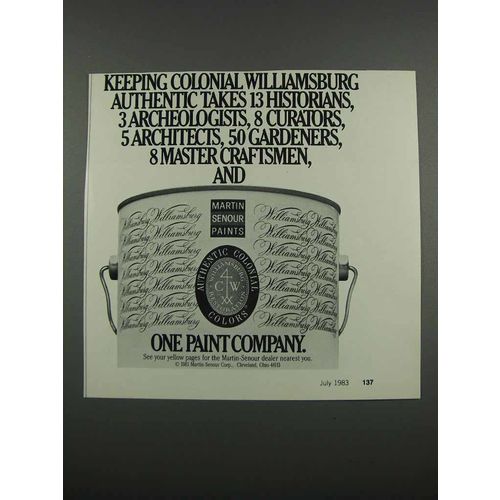 1983 Martin Senour Paints Ad - Colonial Williamsburg