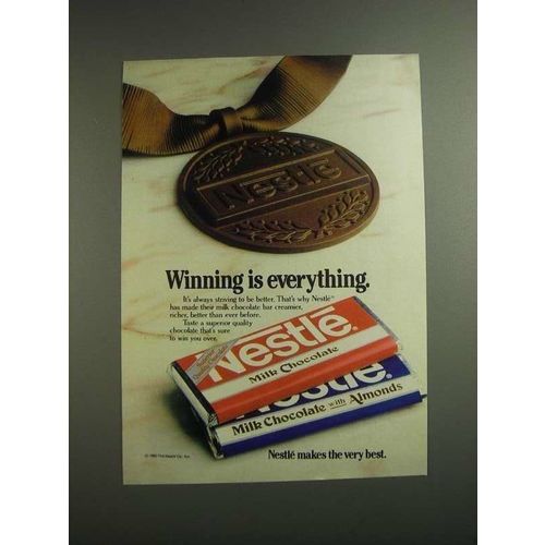 1984 Nestle Milk Chocolate with Almonds Candy Bar Ad