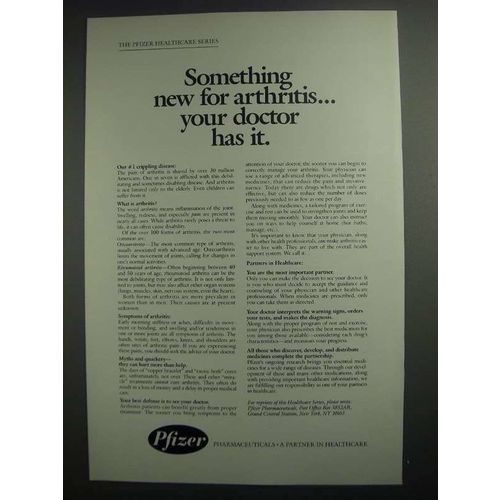 1984 Pfizer Pharmaceuticals Ad - New for Arthritis