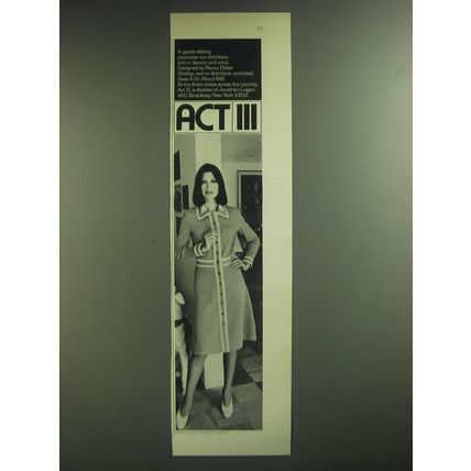 1974 Act III Shirtdress by Nancy Ebker Ad - A gentle ribbing separates