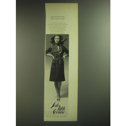 1974 Saks Fifth Avenue Dress Ad - The summer shirt with a new shape