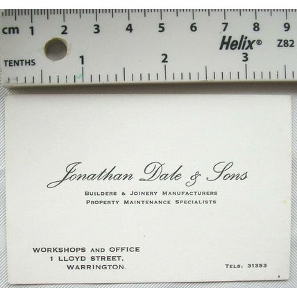 Vintage visiting card - Jonathan Dale & Sons Warrington