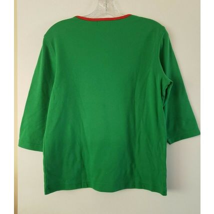 Paradise Bay Misses Cotton Blend Multicolored Santa's Christmas Top Size M