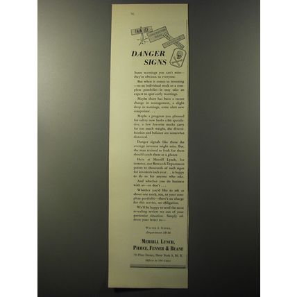 1953 Merrill Lynch Ad - Danger Signs