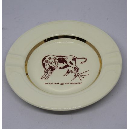 Cute Cow Ashtray Unique MCM Decor with Cow Graphic Art Humor Farmhouse Gift