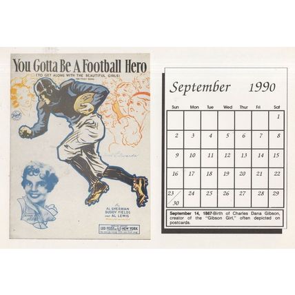 You Gotta Be A Football Hero NFL Old Foxtrot Song Calendar Postcard