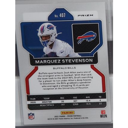 2021 Prizm MARQUEZ STEVENSON (Bills) Orange Cracked Ice Prizm Rookie Card #407