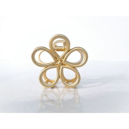 Medium/small rose gold silver metal flower hair claw clip
