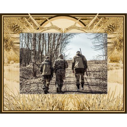 Big Buck Hunting Laser Engraved Wood Picture Frame Landscape (3 x 5)